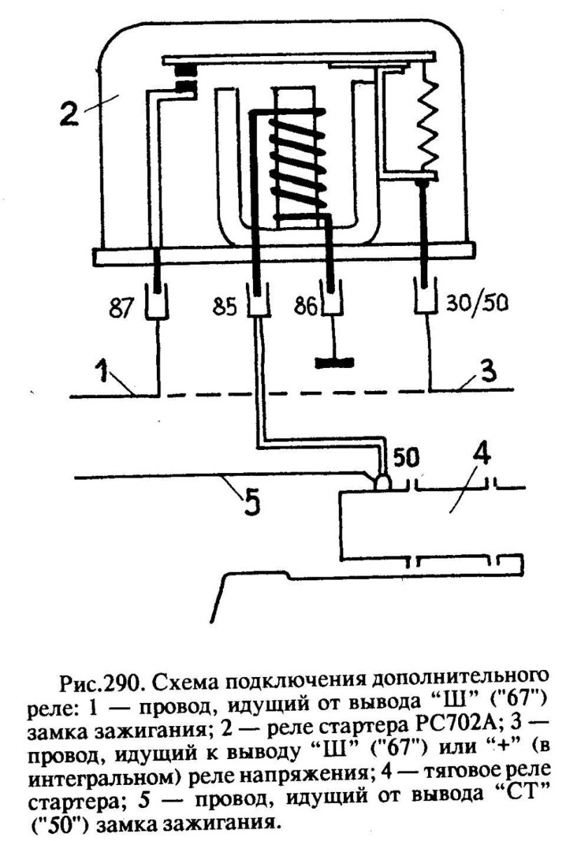 Реле стартера РС 534 схема подключения