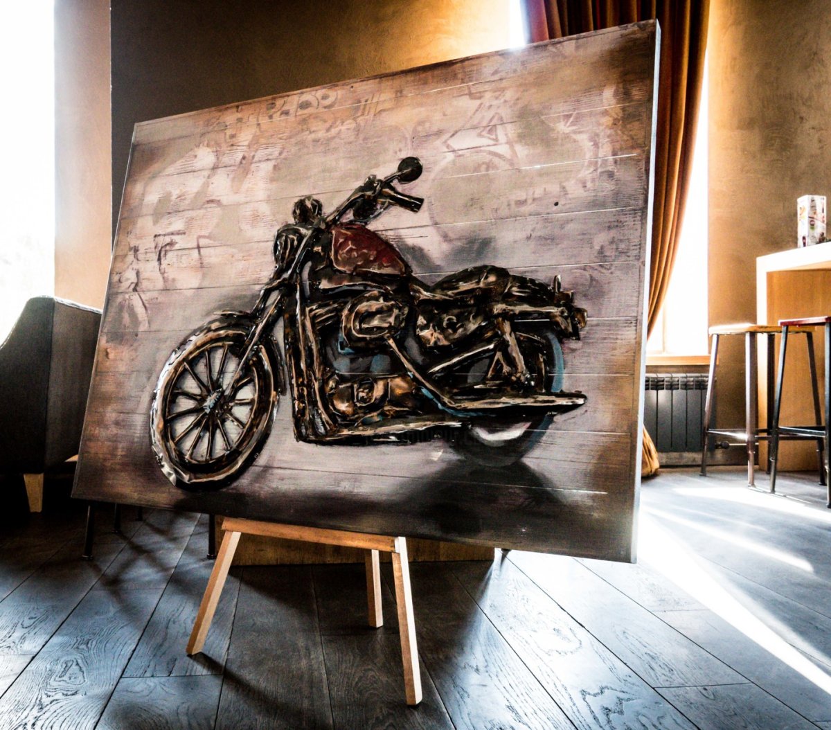 Картина мотоцикл в стиле лофт