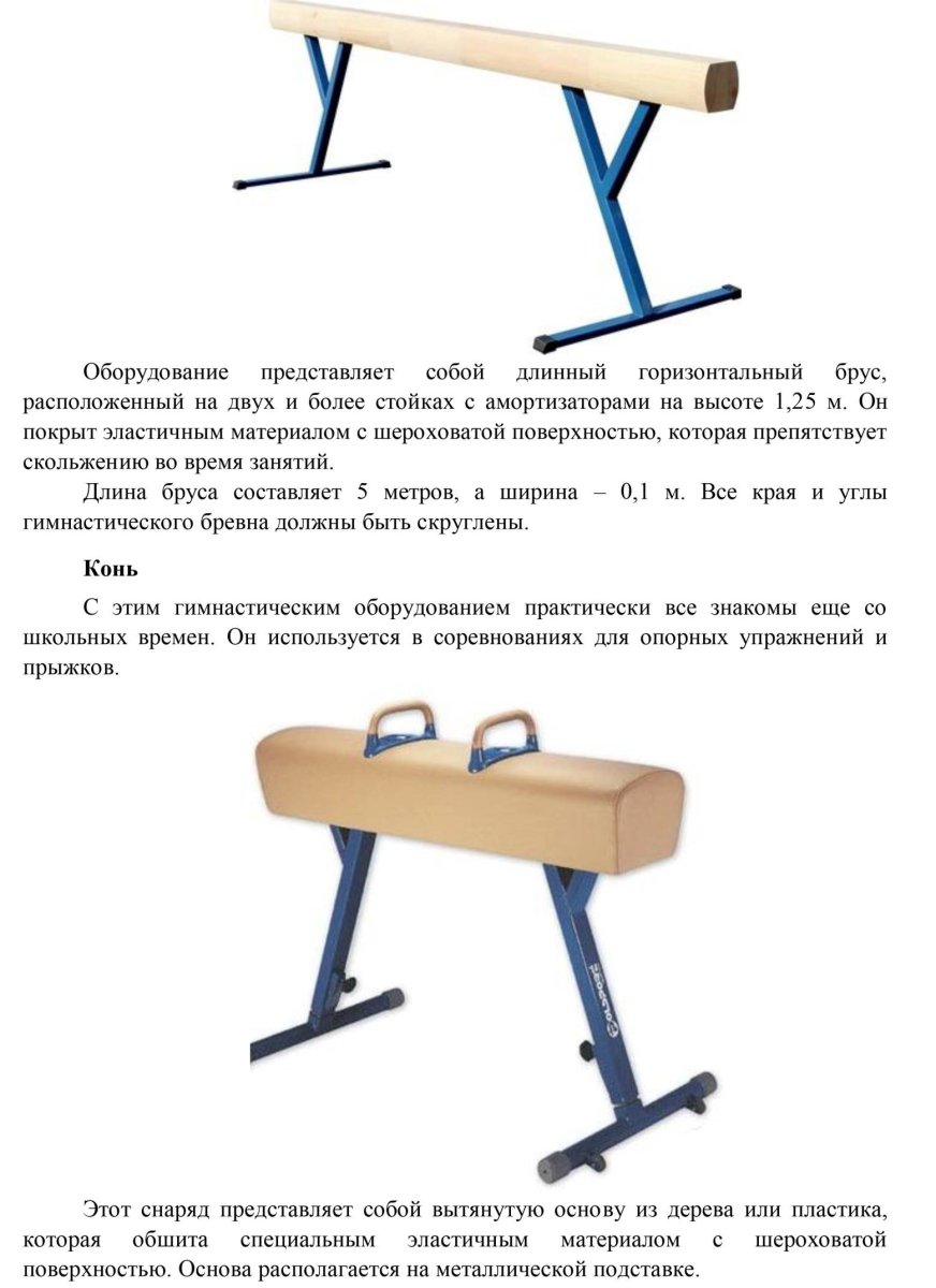 Гимнастические снаряды и инвентарь названия