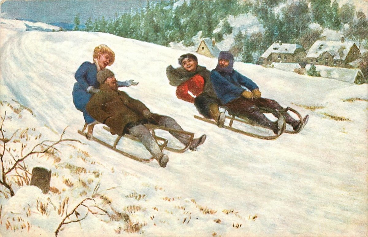 Н. Богданов-Бельский «катание с горы»