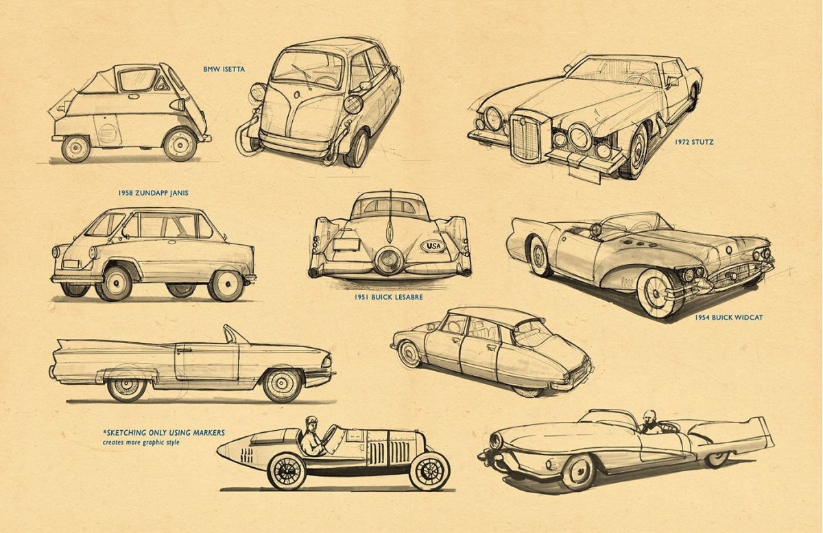 Старинные автомобили скетч