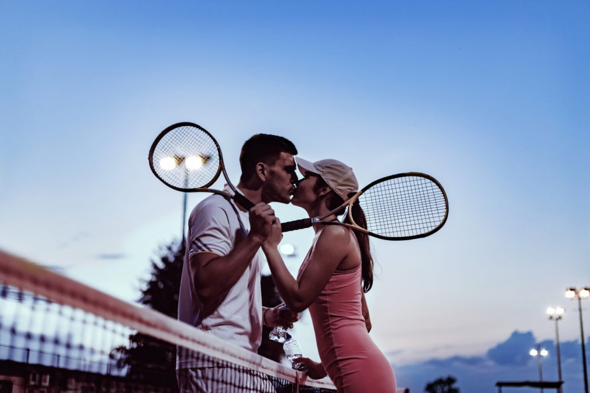 Фотосессия пары на теннис