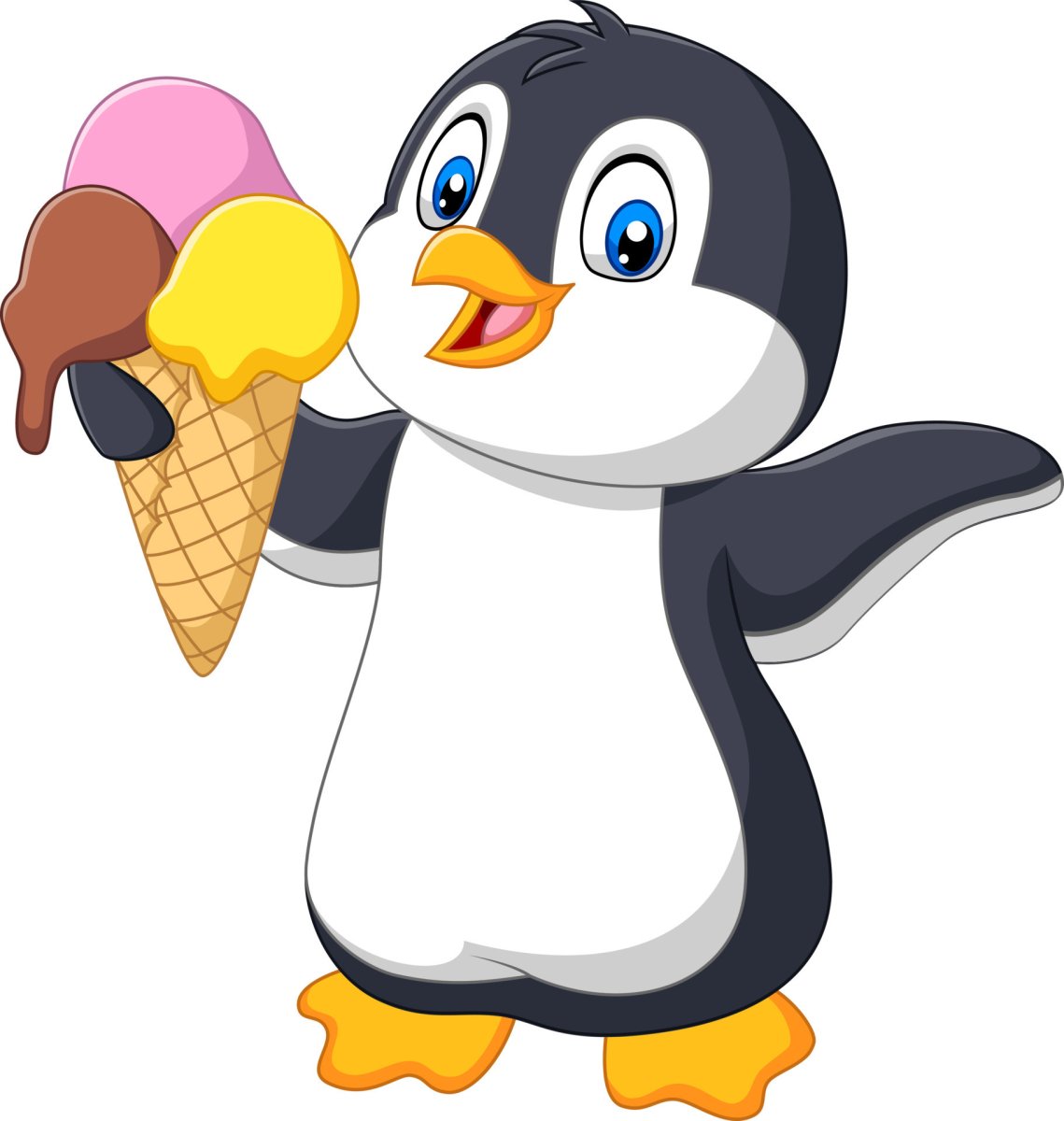 Пингвин с мороженым вектор