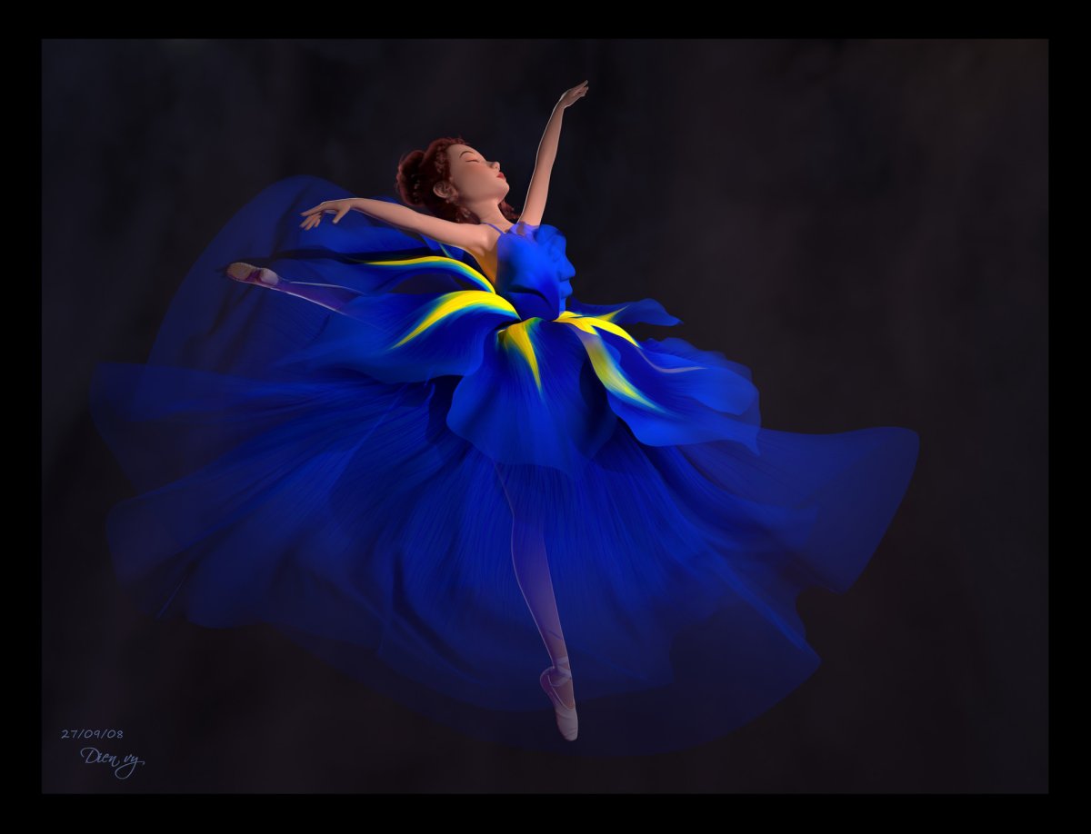 Красивые балерина в синем