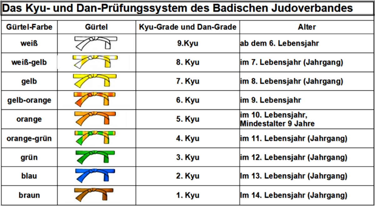 Цвета поясов в дзюдо