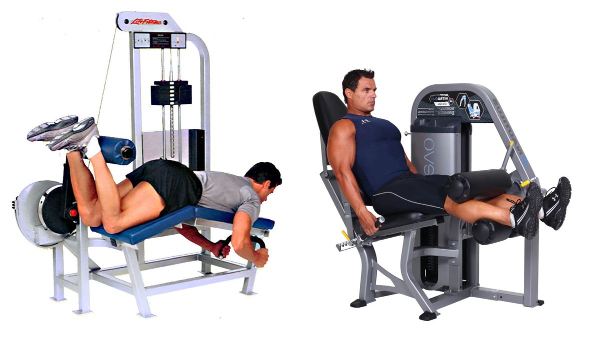 Разгибание ног в тренажере лежа