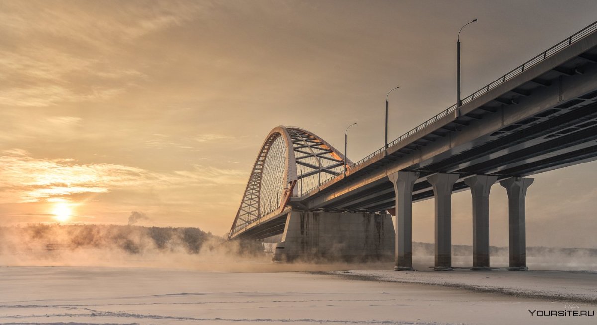 Бугринский мост Новосибирск закат