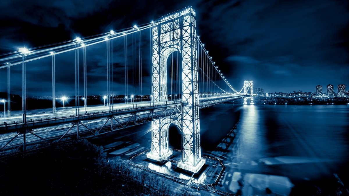 Мост Джорджа Вашингтона ночью