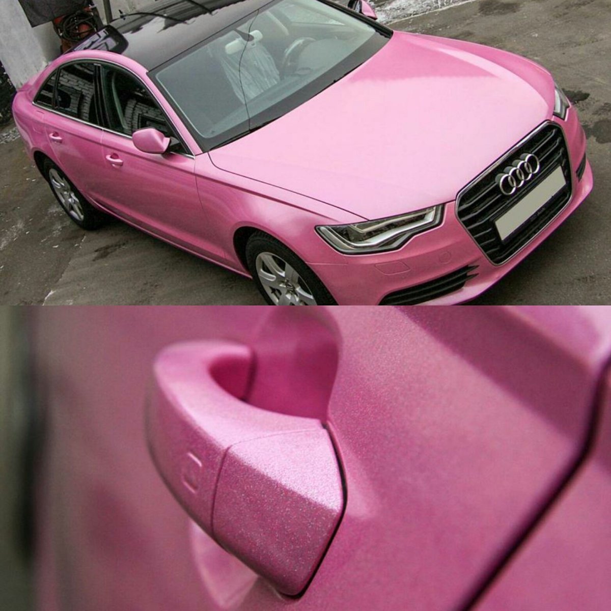 Машина в розовой пленке