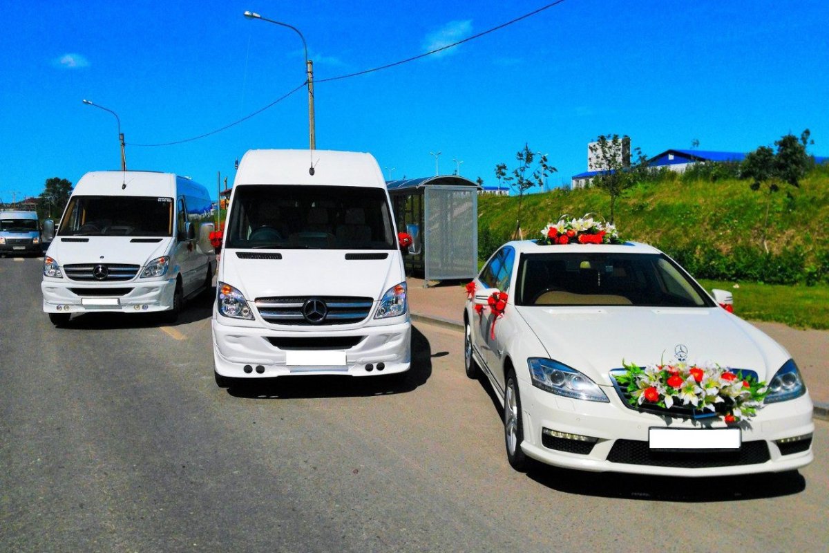 Украшение свадебного автобуса