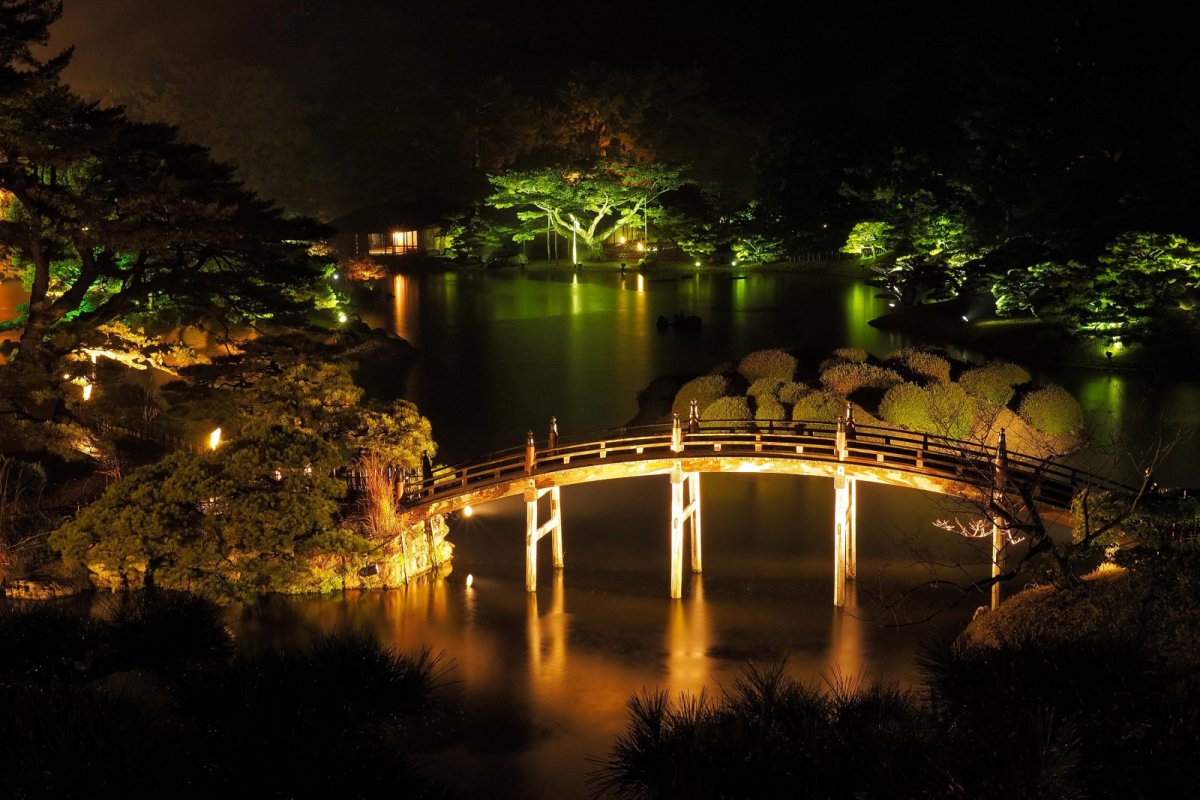 Парк в Японии мостик