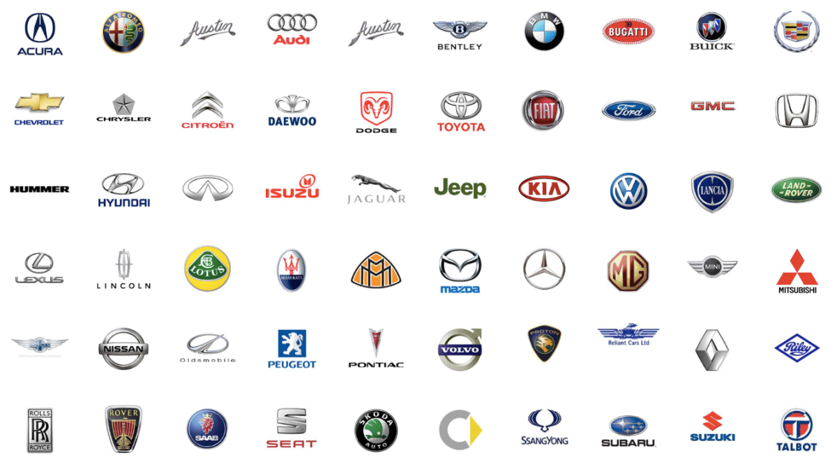Эмблемы всех марок машин и названия