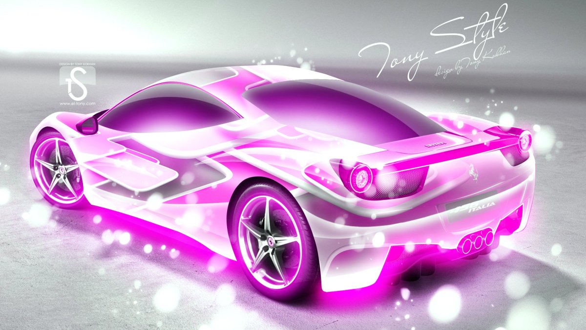 Фиолетово розовая машина