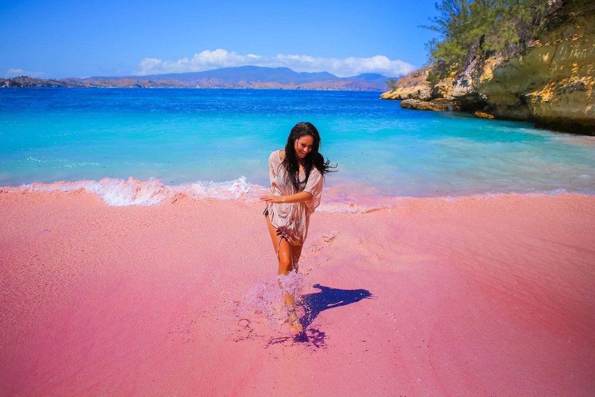 Розовый пляж Индонезия
