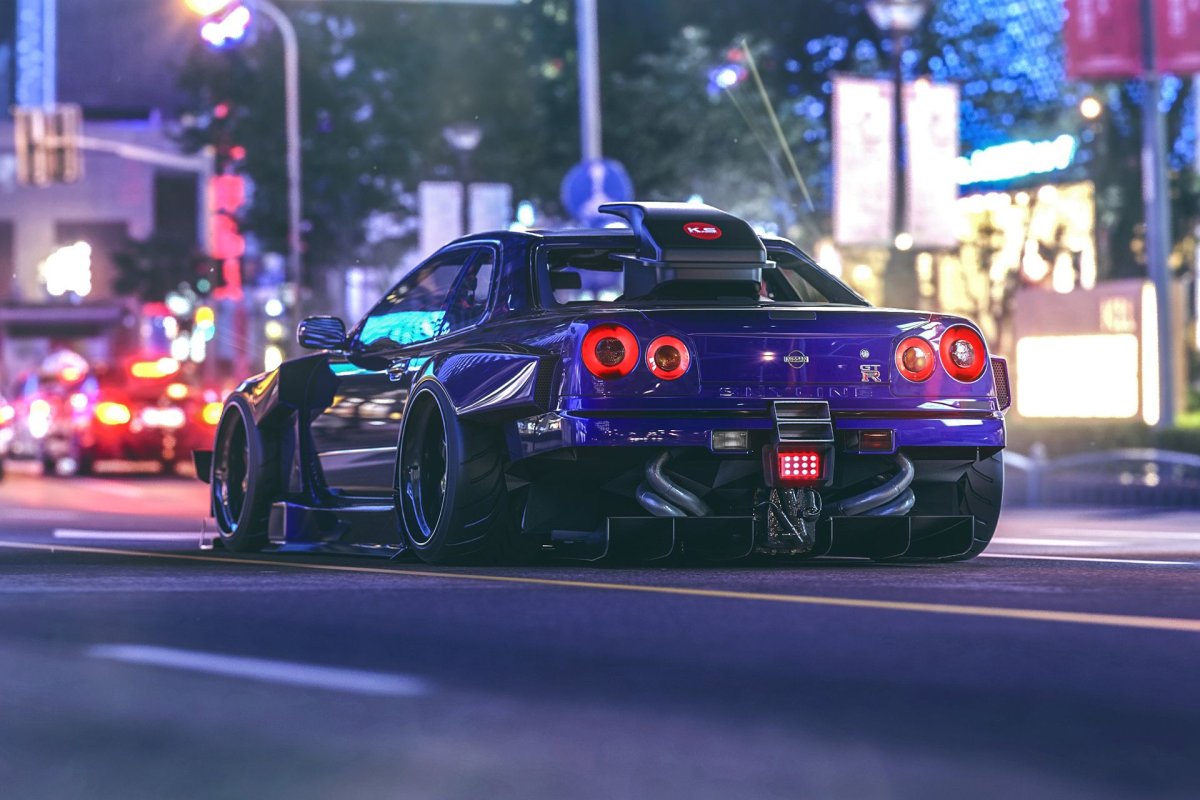 Nissan Skyline GTR r34 ночью