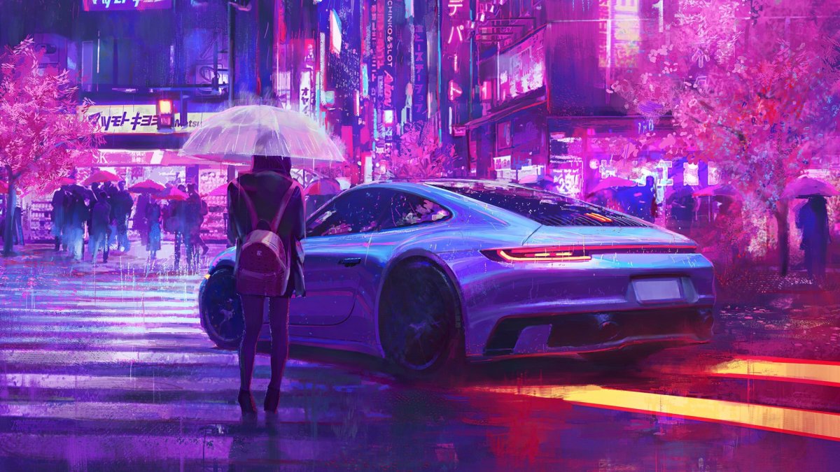 Cyberpunk 2077 неон 1920x1080