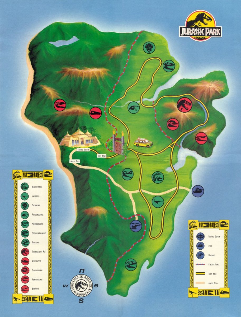 Карта острова Нублар парк Юрского периода
