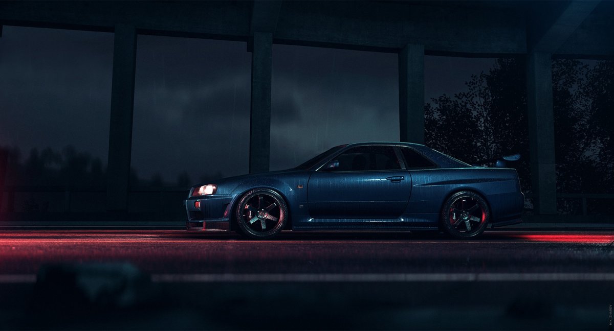 Nissan Skyline GTR r34 ночью