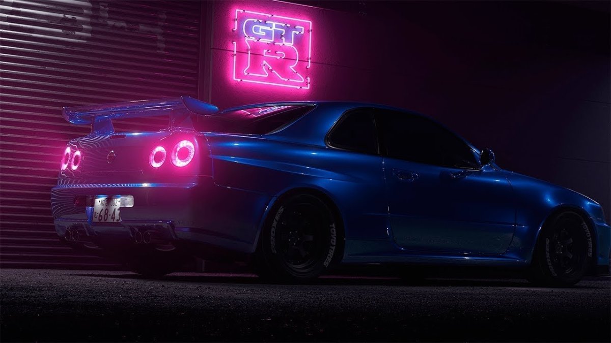 Nissan Skyline GTR r34 ночью