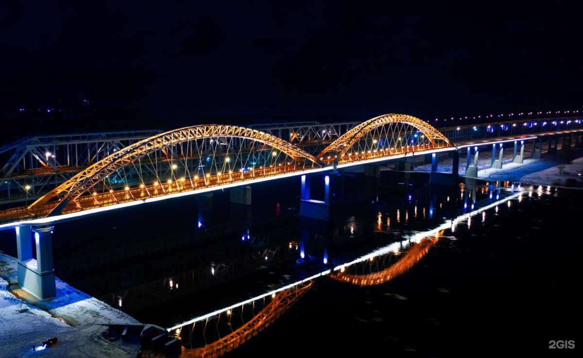 Борский мост Нижний Новгород ночью