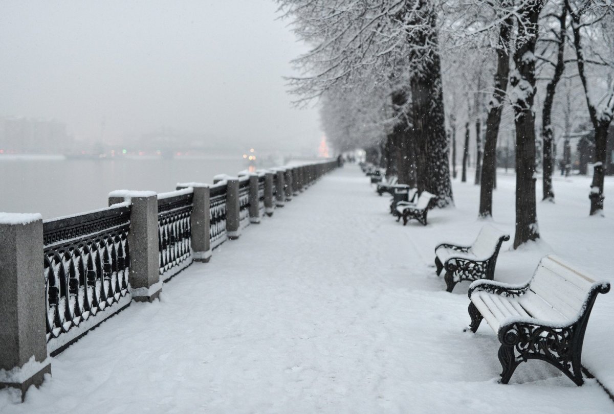 Москва парк Горького набережная Пушкинская зимой