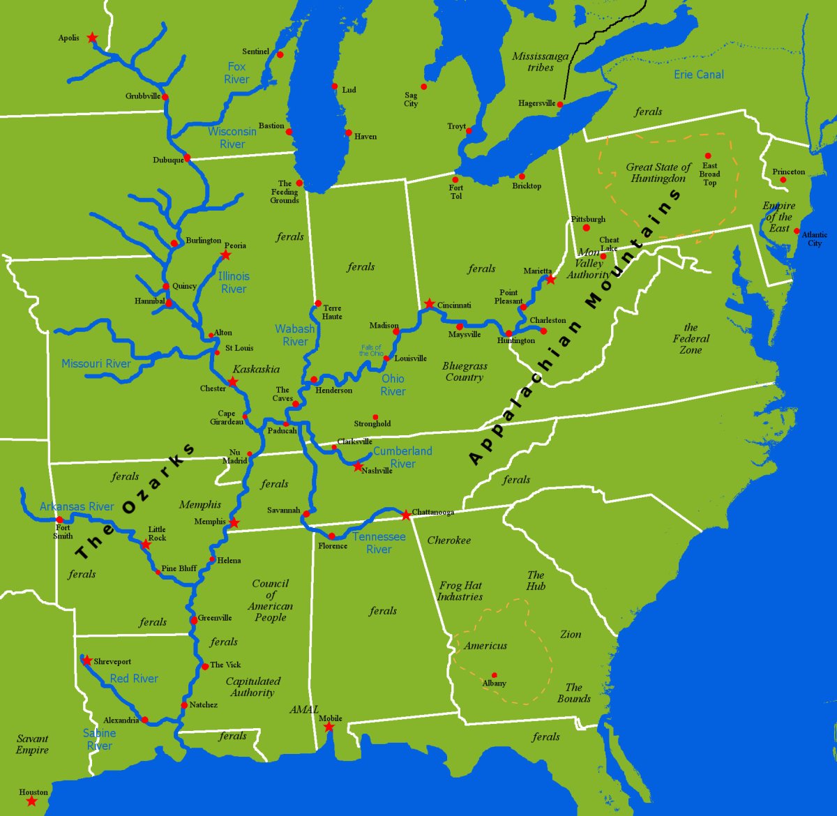 Исток реки Миссисипи на карте