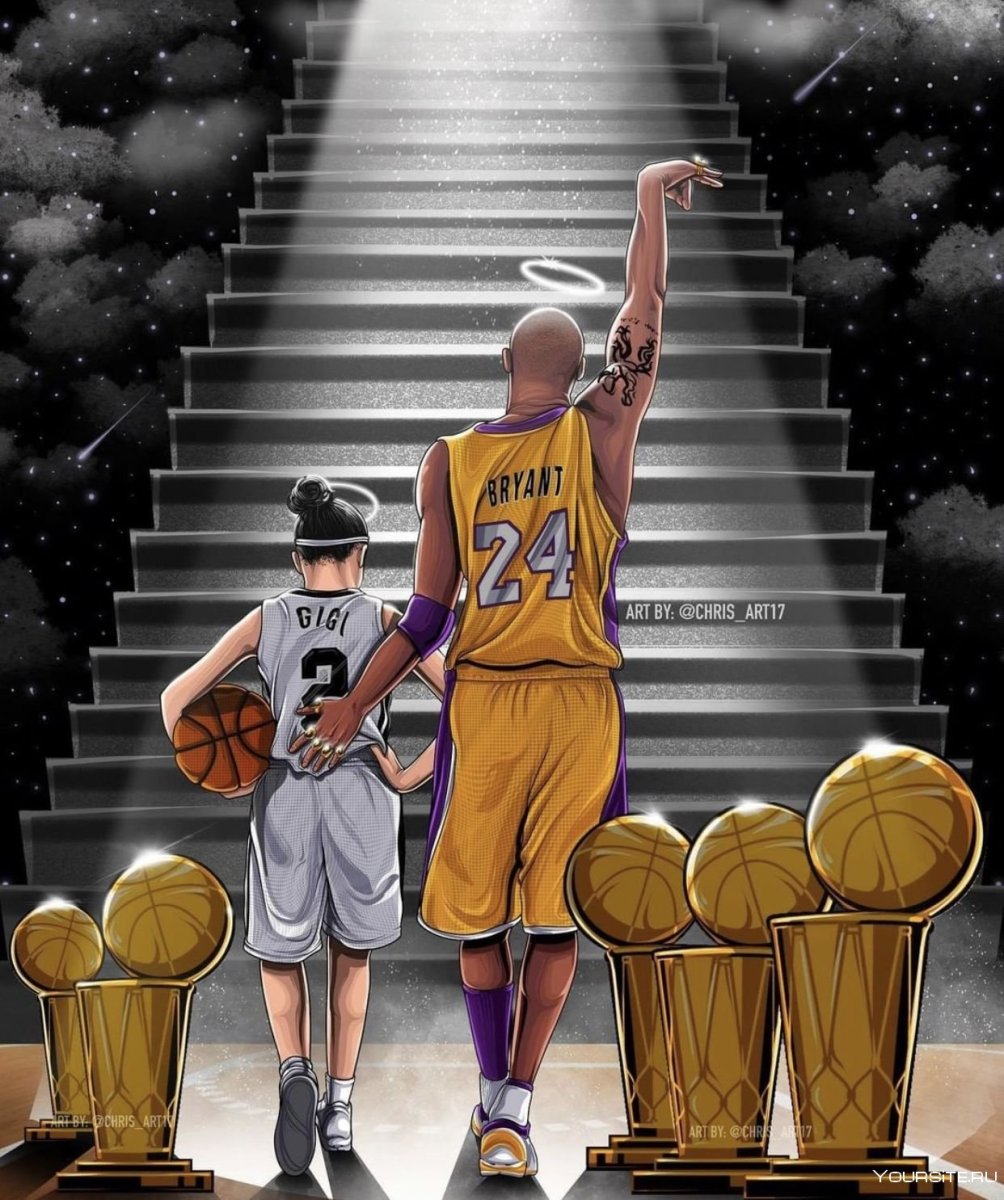 Kobe Bryant Art с чемпионским Кубком