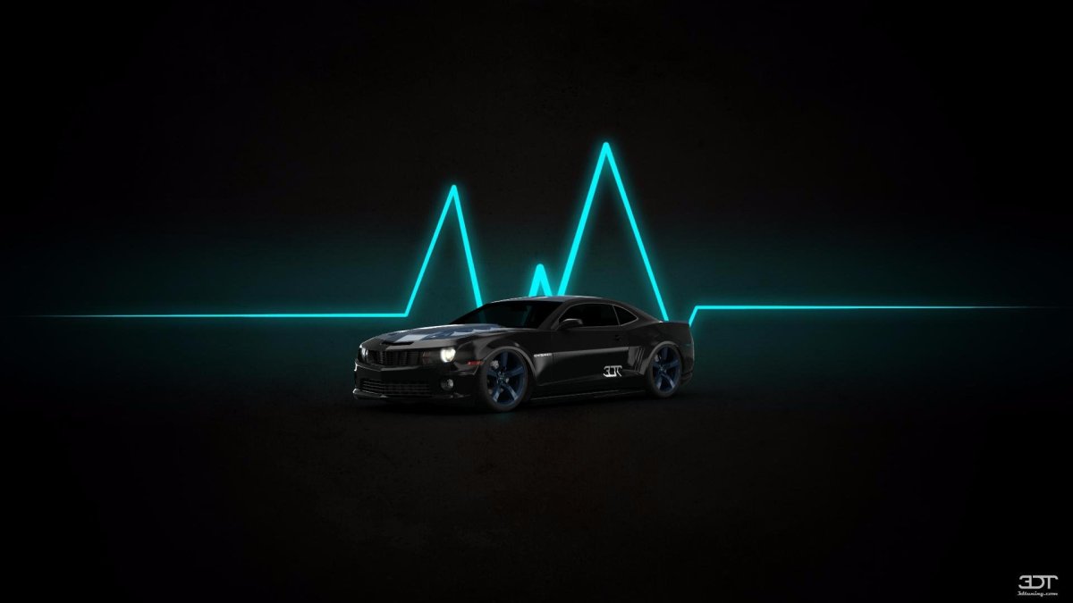Неоновые авто на черном фоне
