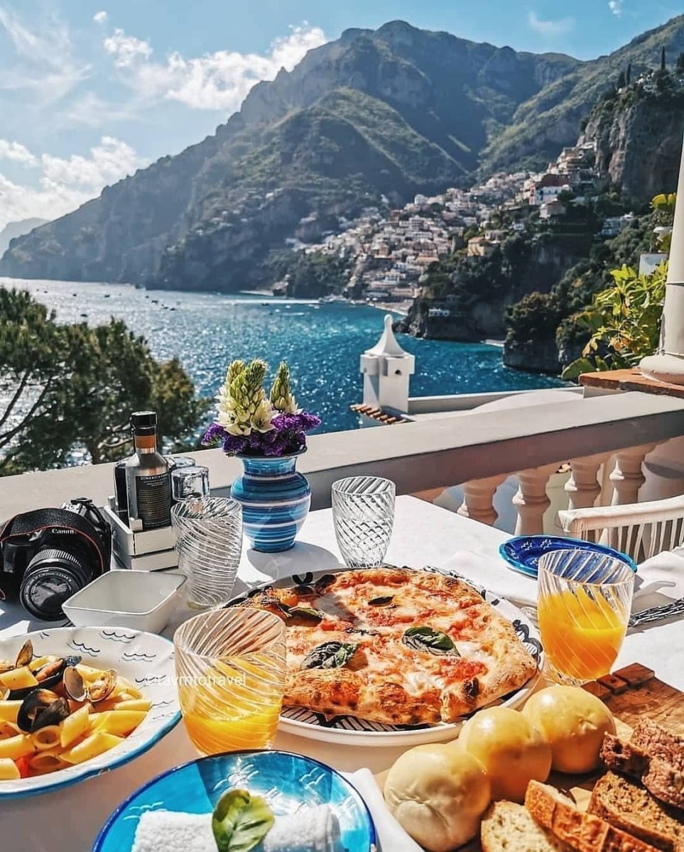 Море Италия завтрак Позитано