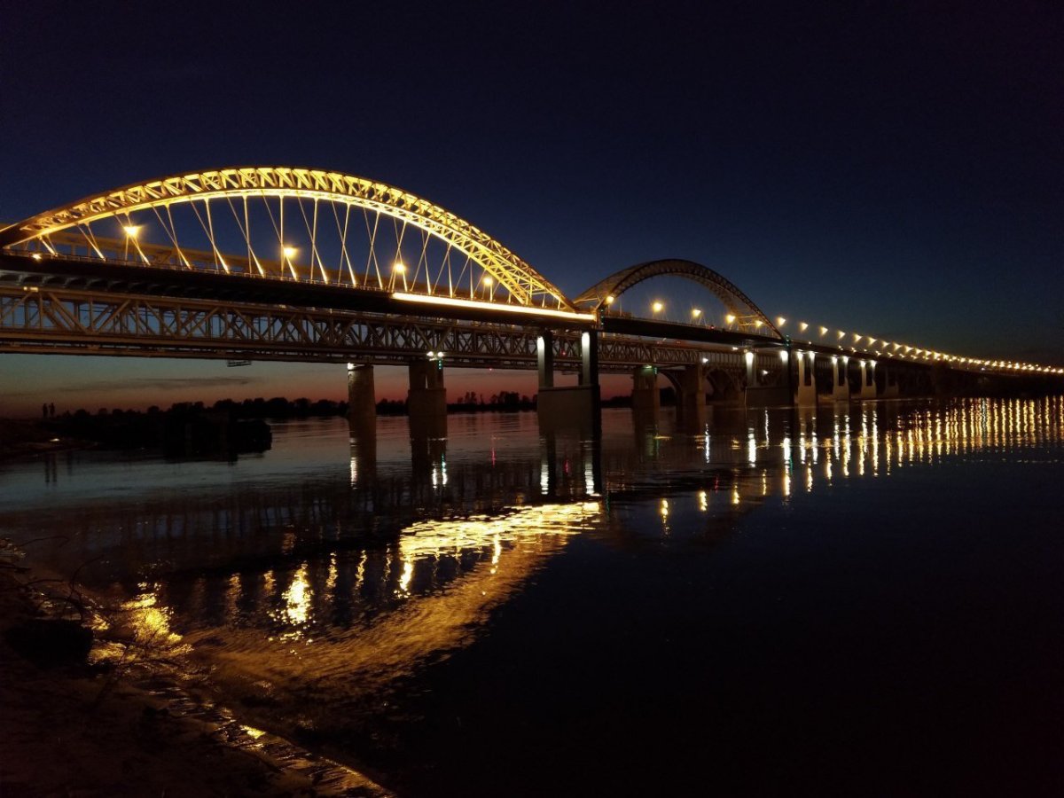 Борский мост Нижний Новгород ночью