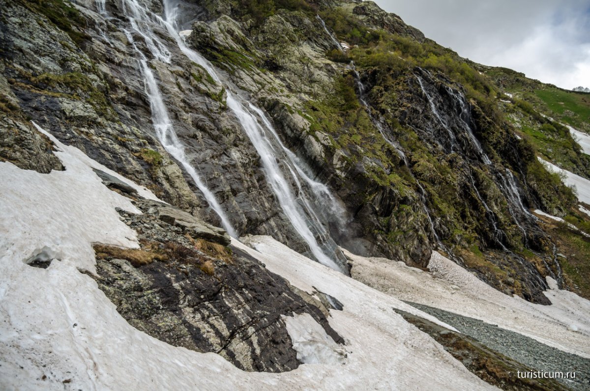 Архыз дорога на Софийские водопады зимой