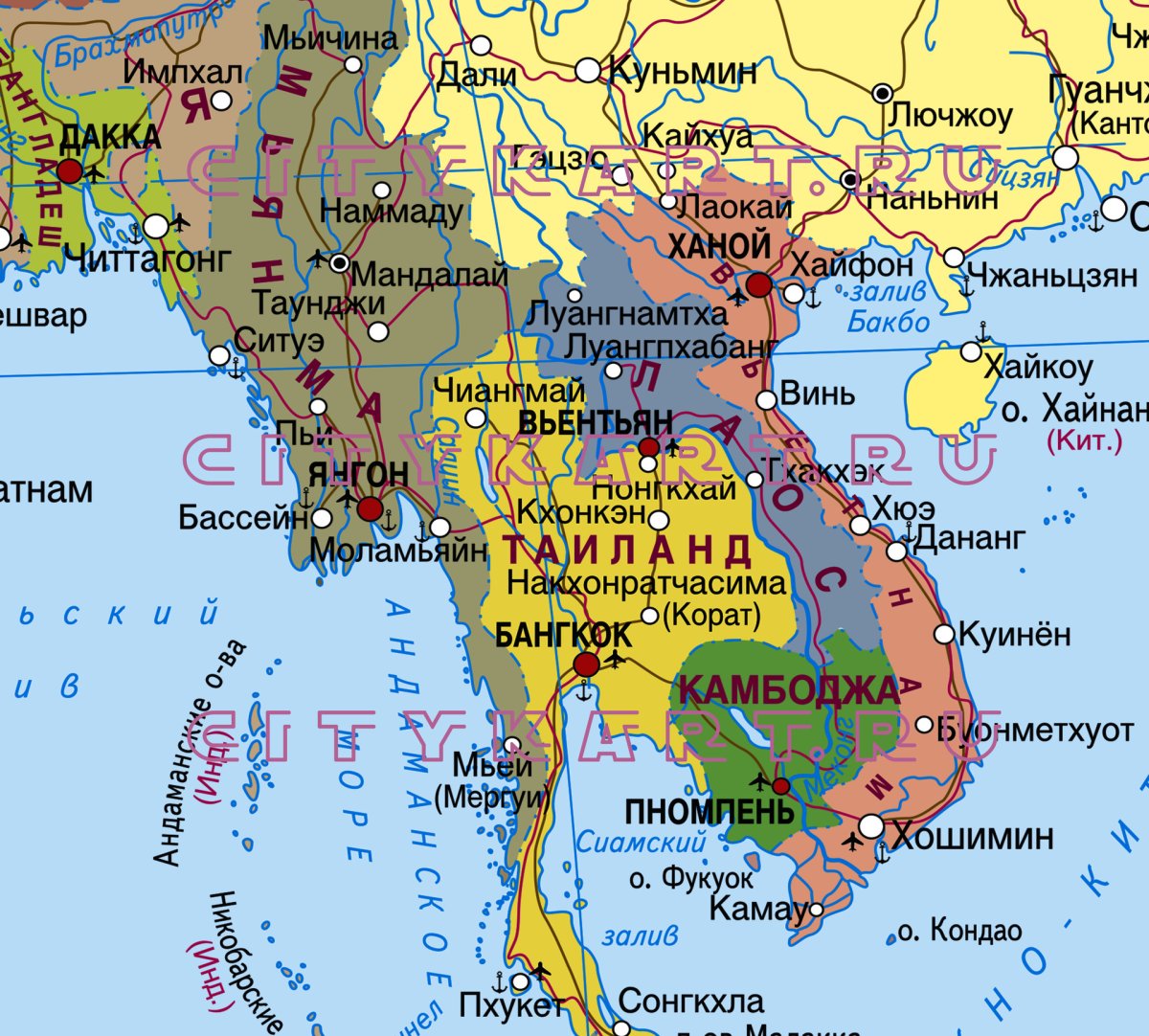 Тайланд карта географическая