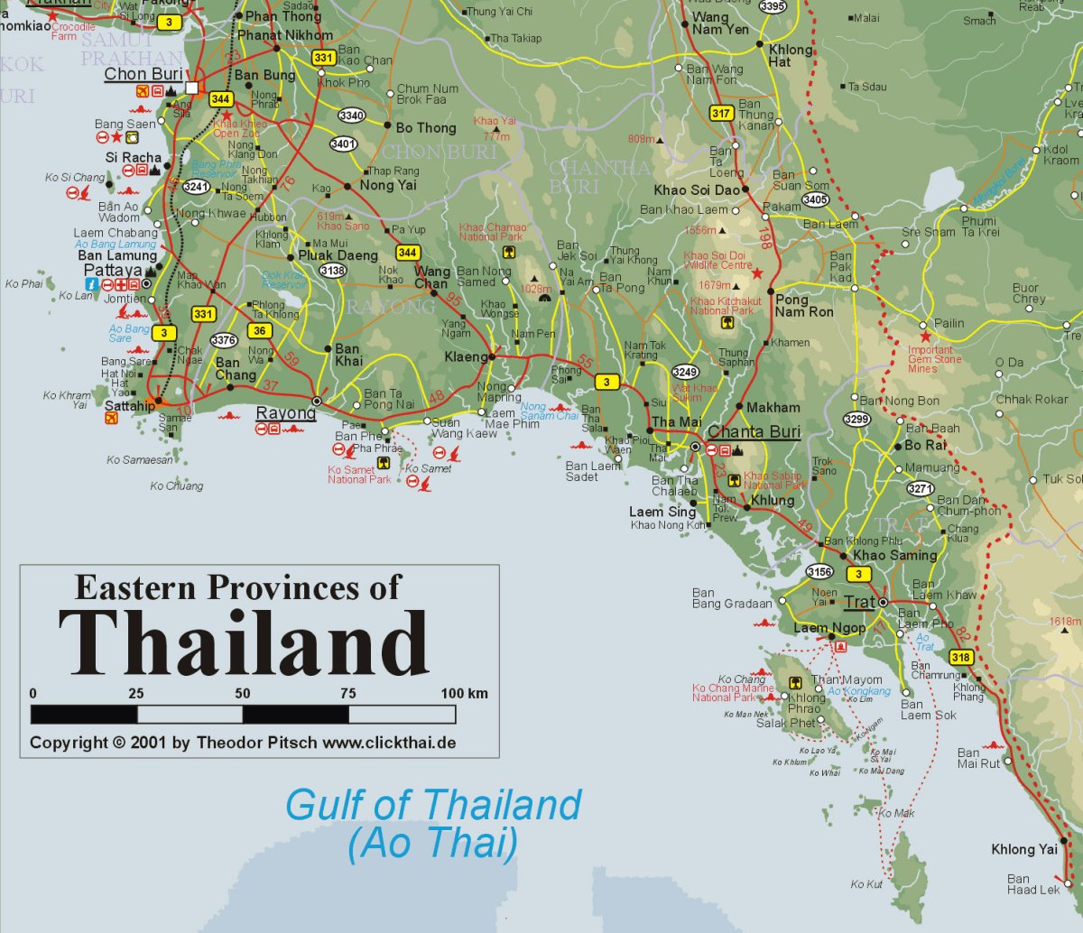 Провинция Районг Таиланд на карте