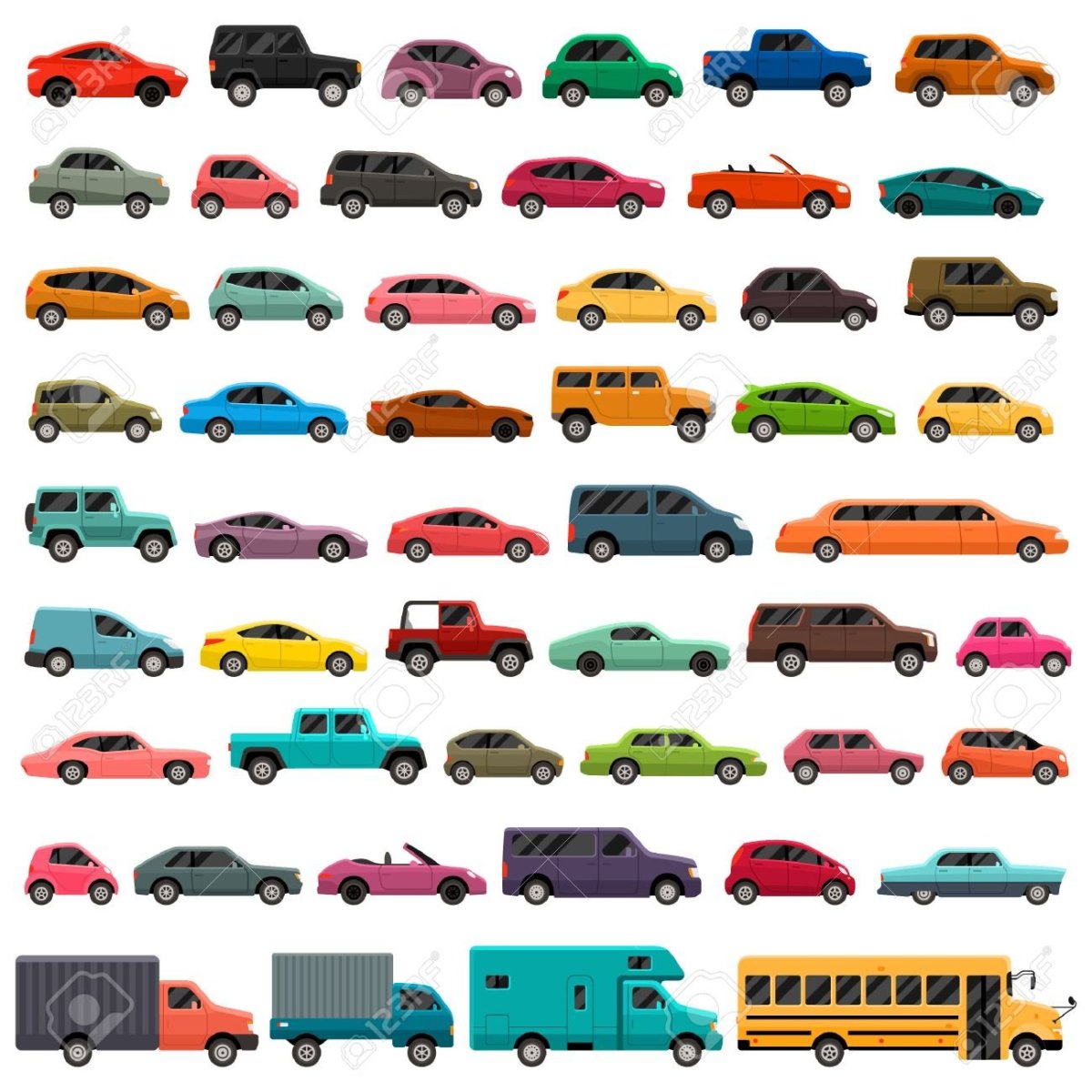 Car Types Set. Vector illustration
