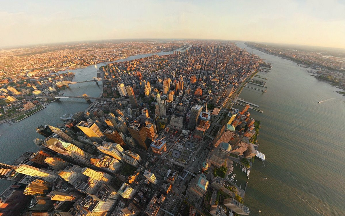 Нью-Йорк с высоты птичьего полета панорама