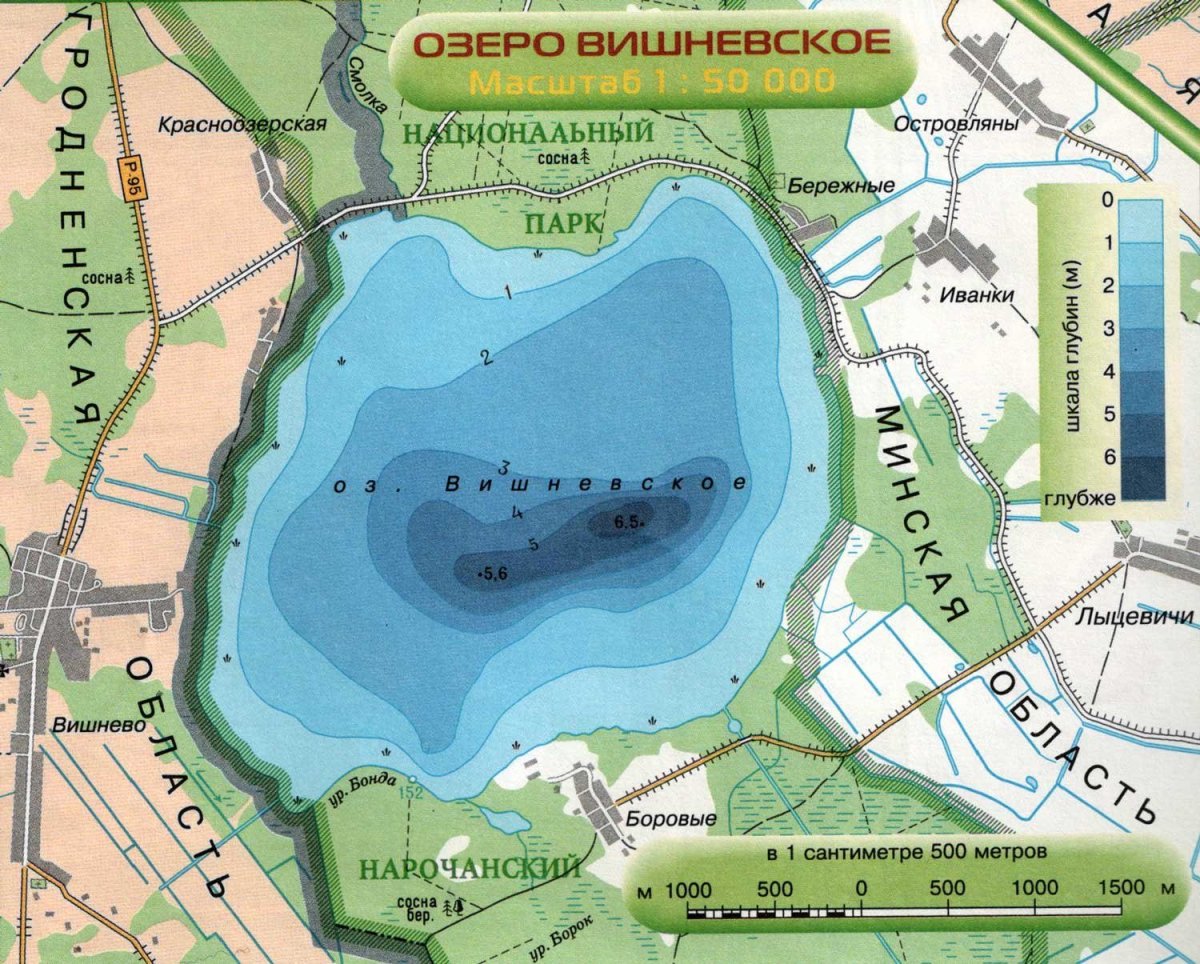 Карта глубин оз Вишневское