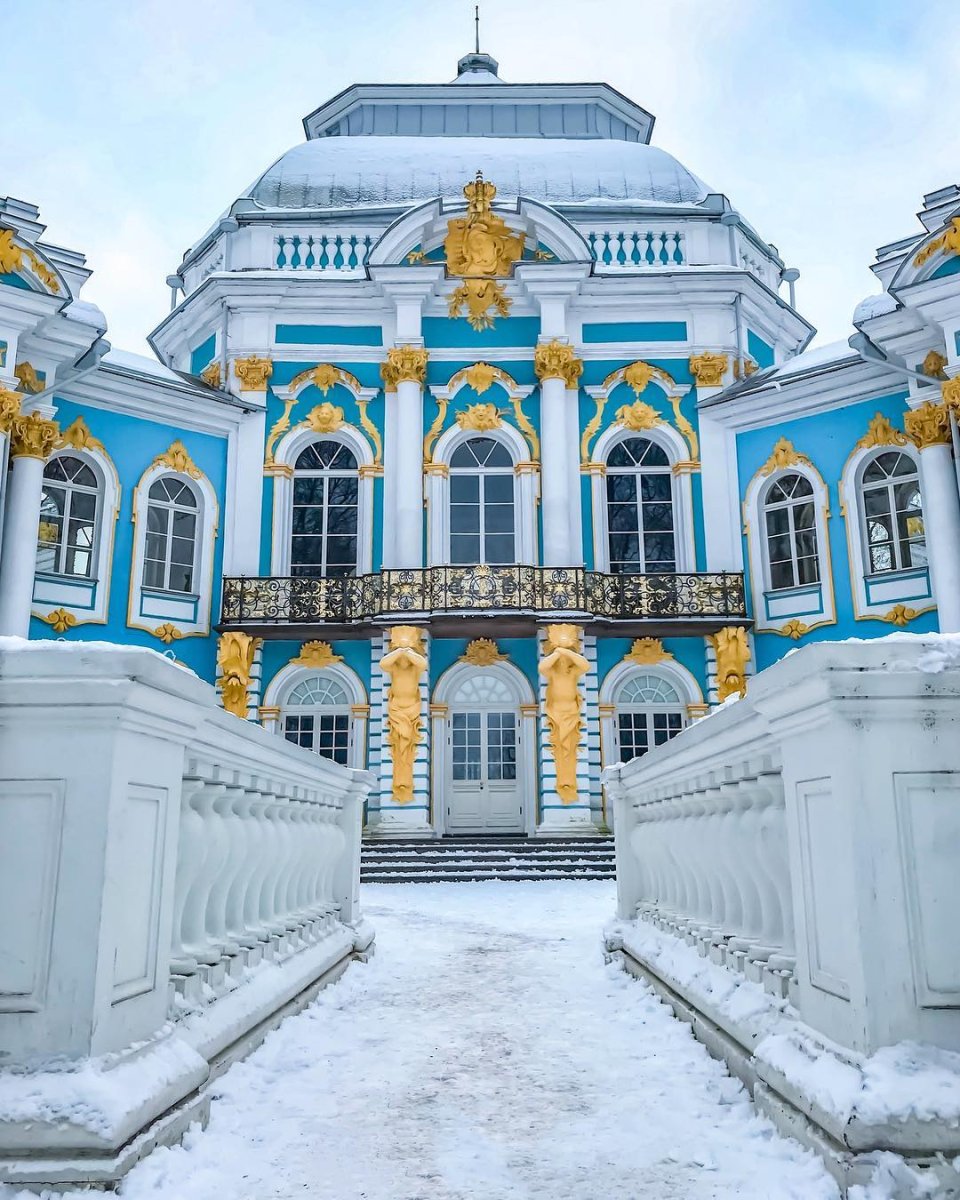 Царское село Пушкин зимой Екатерининский дворец