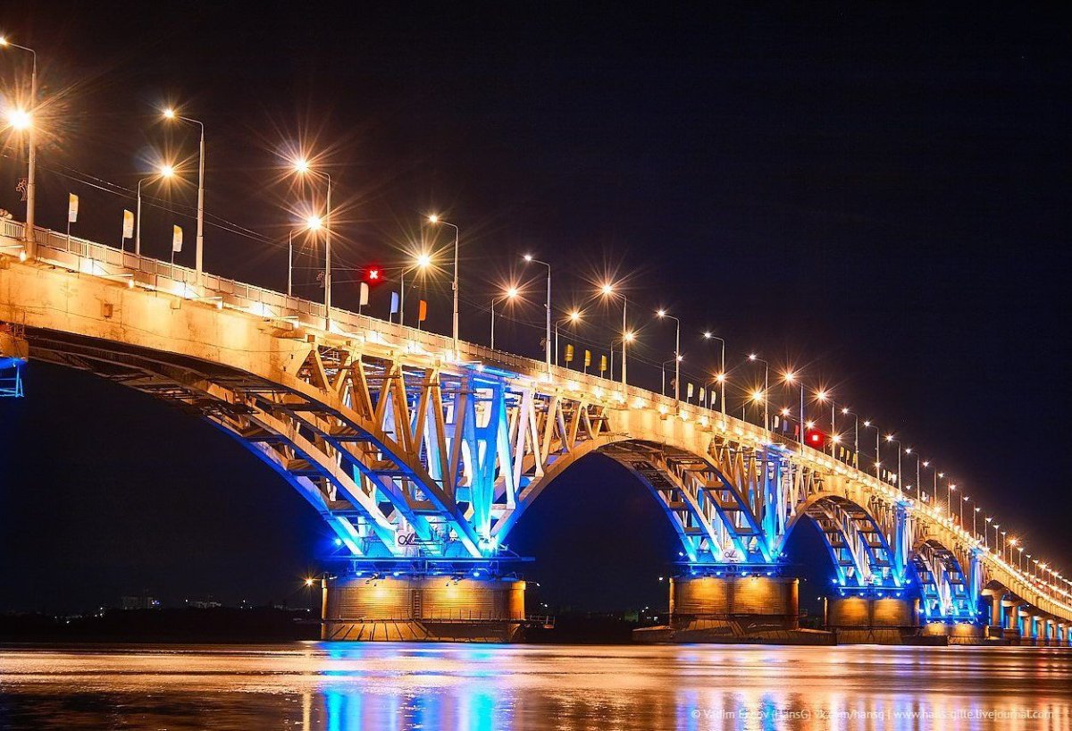 Ночной мост Саратов Энгельс