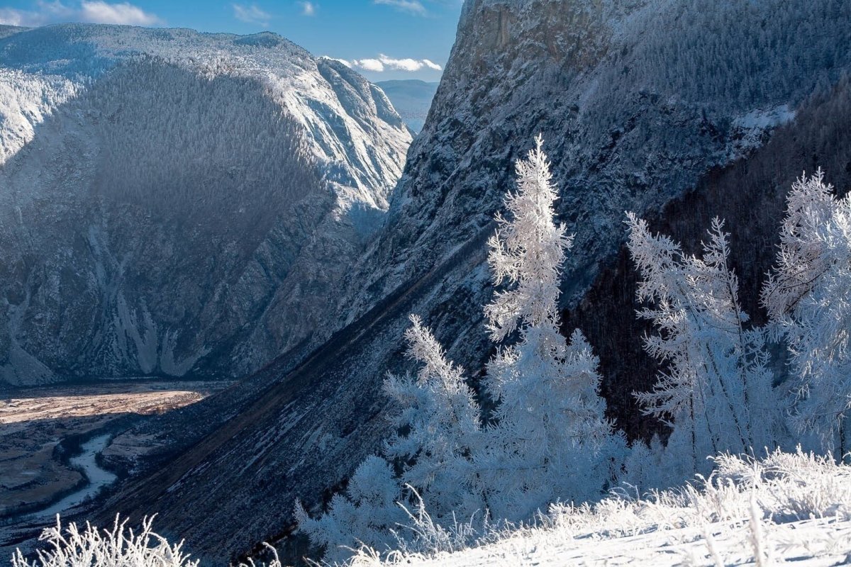 Долина Чулышман горный Алтай зимой