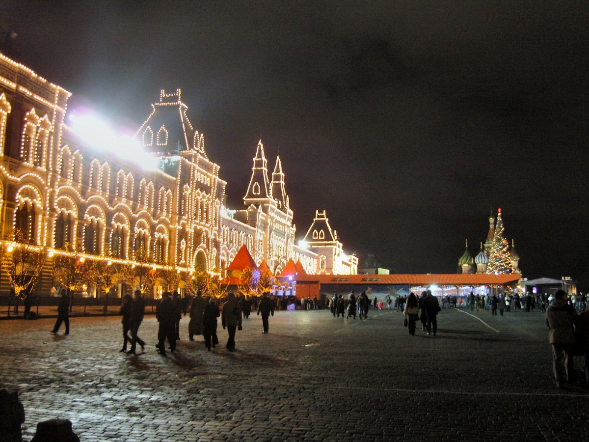 Москва на красной площади ГУМ каток 2007