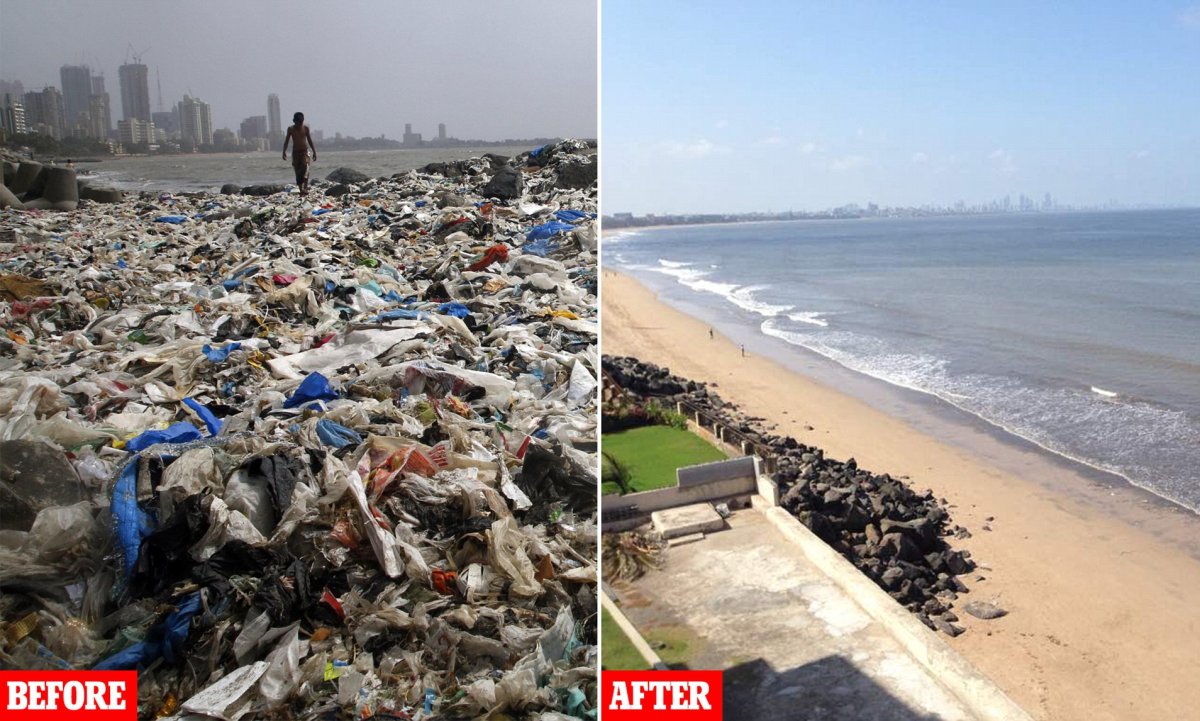 Пляж Мумбаи очистили от мусора
