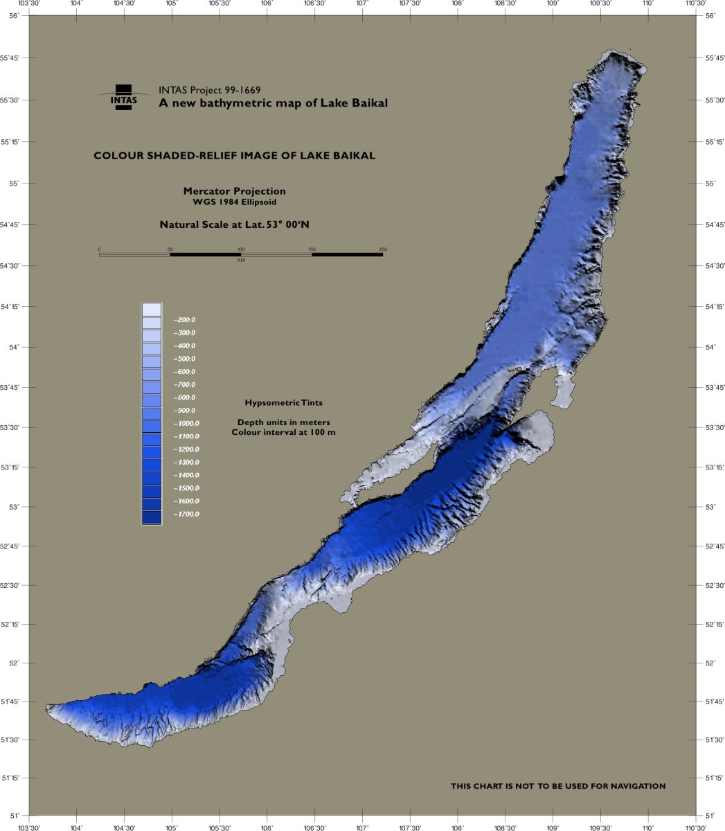 Схема глубин озера Байкал