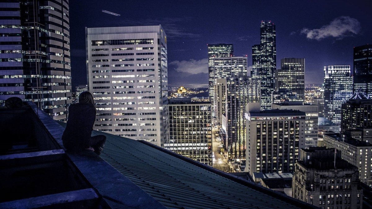 Ночной город с крыши