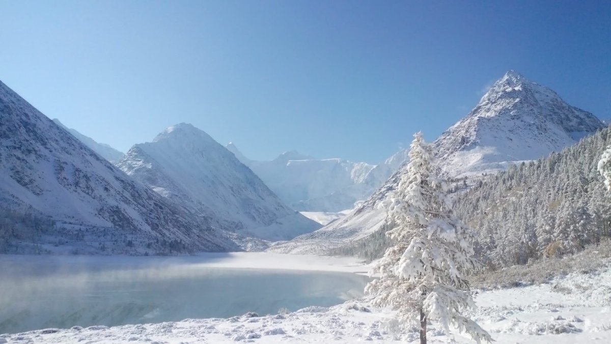 Гора Белуха горный Алтай зимой