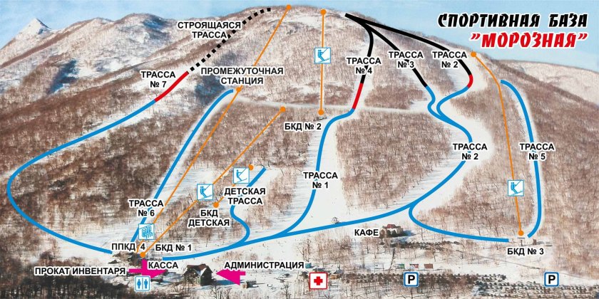 Гора морозная Камчатка карта склонов
