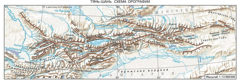 Тянь шаньский хребет на карте