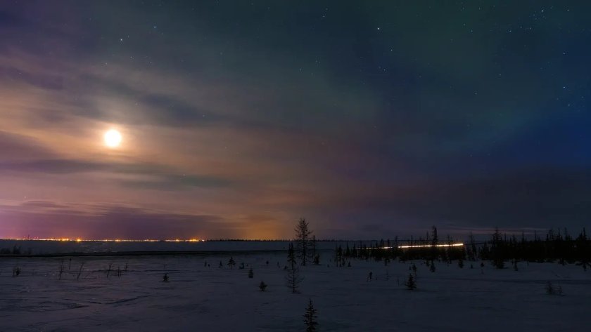Поселок Тазовский Полярная ночь